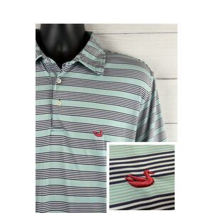 Southern Marsh Polo Shirt Mens Large Striped Green Blue Golf Preppy